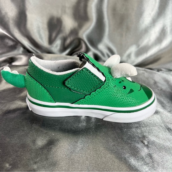 Vans Toddler Slip On Green Triceratops Dinosaur Slip On Sneakers Size 5.5 EUC - Picture 9 of 16